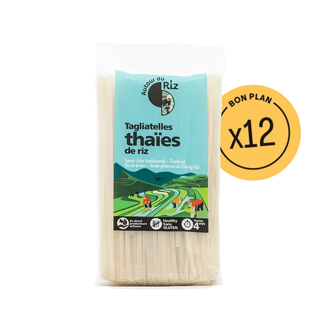 Tagliatelles thaïes bio de riz blanc - 12 sachets de 400 g