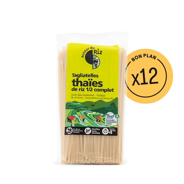 Tagliatelles thaïes bio de riz demi-complet - 12 sachets de 400 g