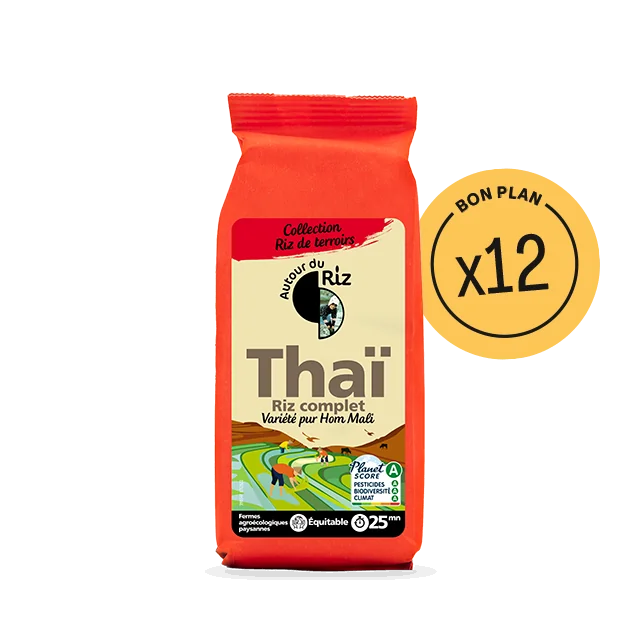 Riz thaï complet bio équitable - 12 sachets de 500 g