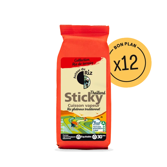 Sticky rice bio équitable - 12 sachets de 500 g