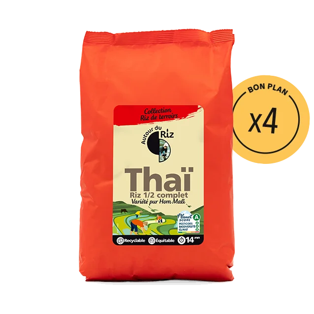 Riz thaï demi-complet bio équitable - 4 sachets de 2 kg