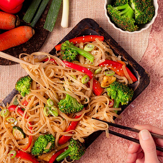 Recette wok de nouilles aux légumes